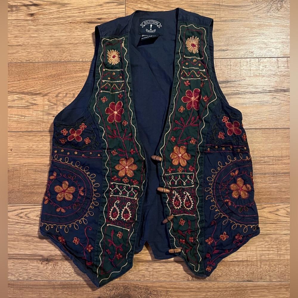Vintage 90s Solutions Embroidered Vest